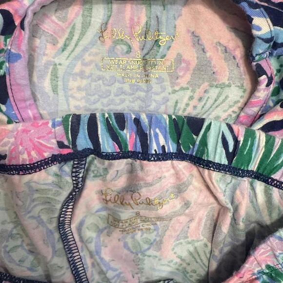 Lilly Pulitzer Seahorse Mermaid Nautical Print Kids PJs Sammie Set Pajamas Sz 8 - Picture 2 of 15